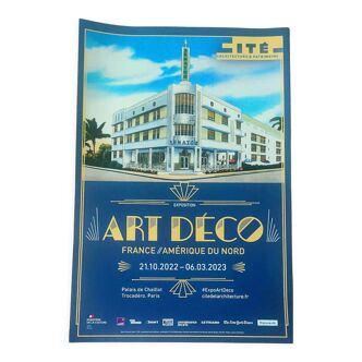 Original poster of the Art Deco exhibition France-America