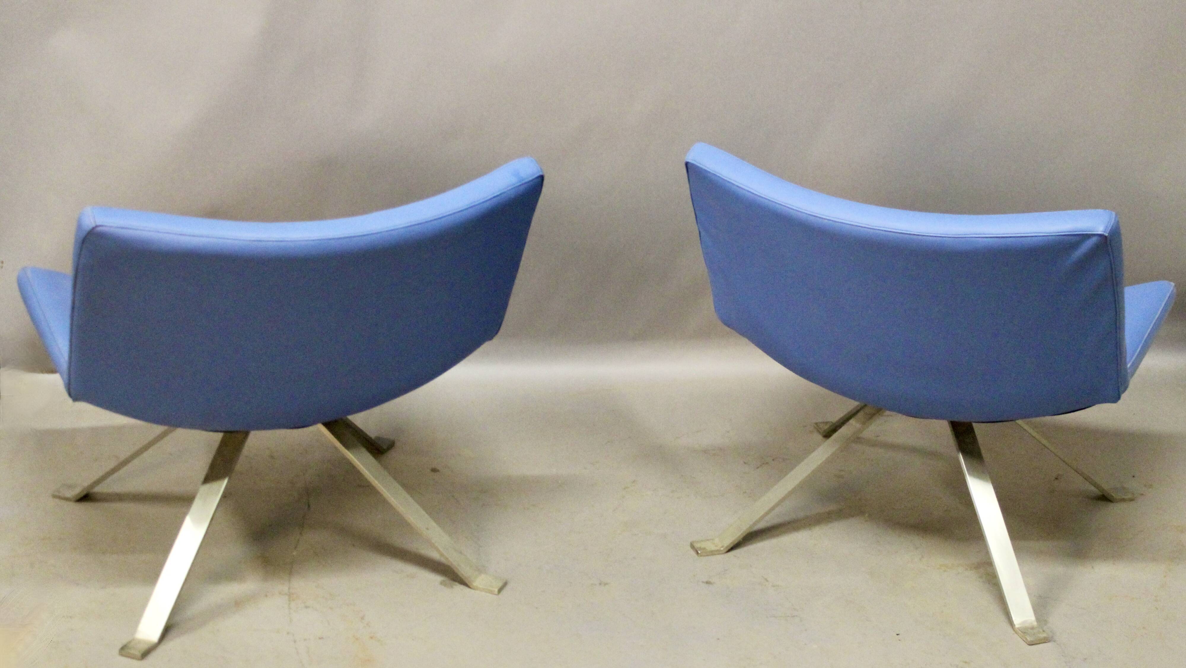 Pair of Kesterport Skai Blue Designer Armchairs