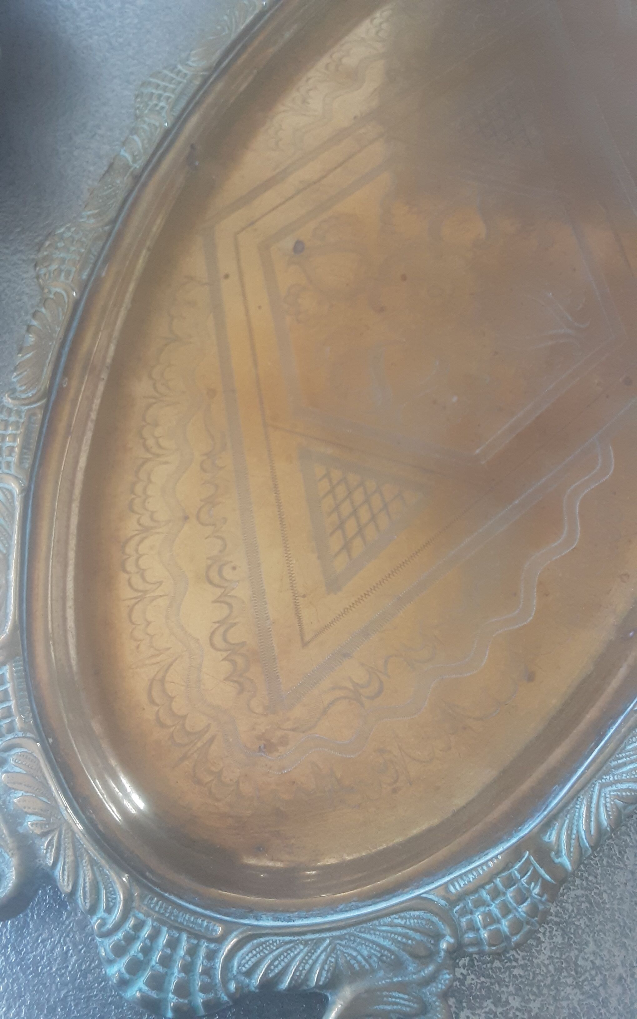 Old service porcelain brass cups