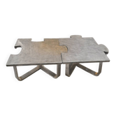 Pair of uniquely designed handmade puzzle coffee tables