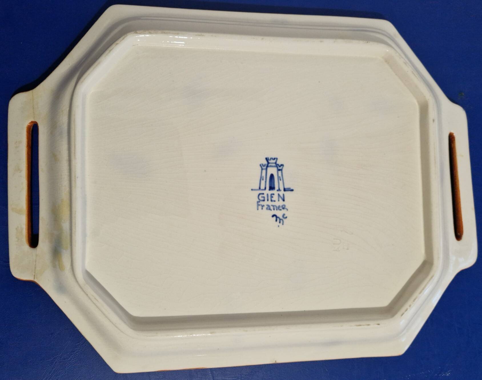 Antique serving dish in Gien earthenware – Japonese floral decoration