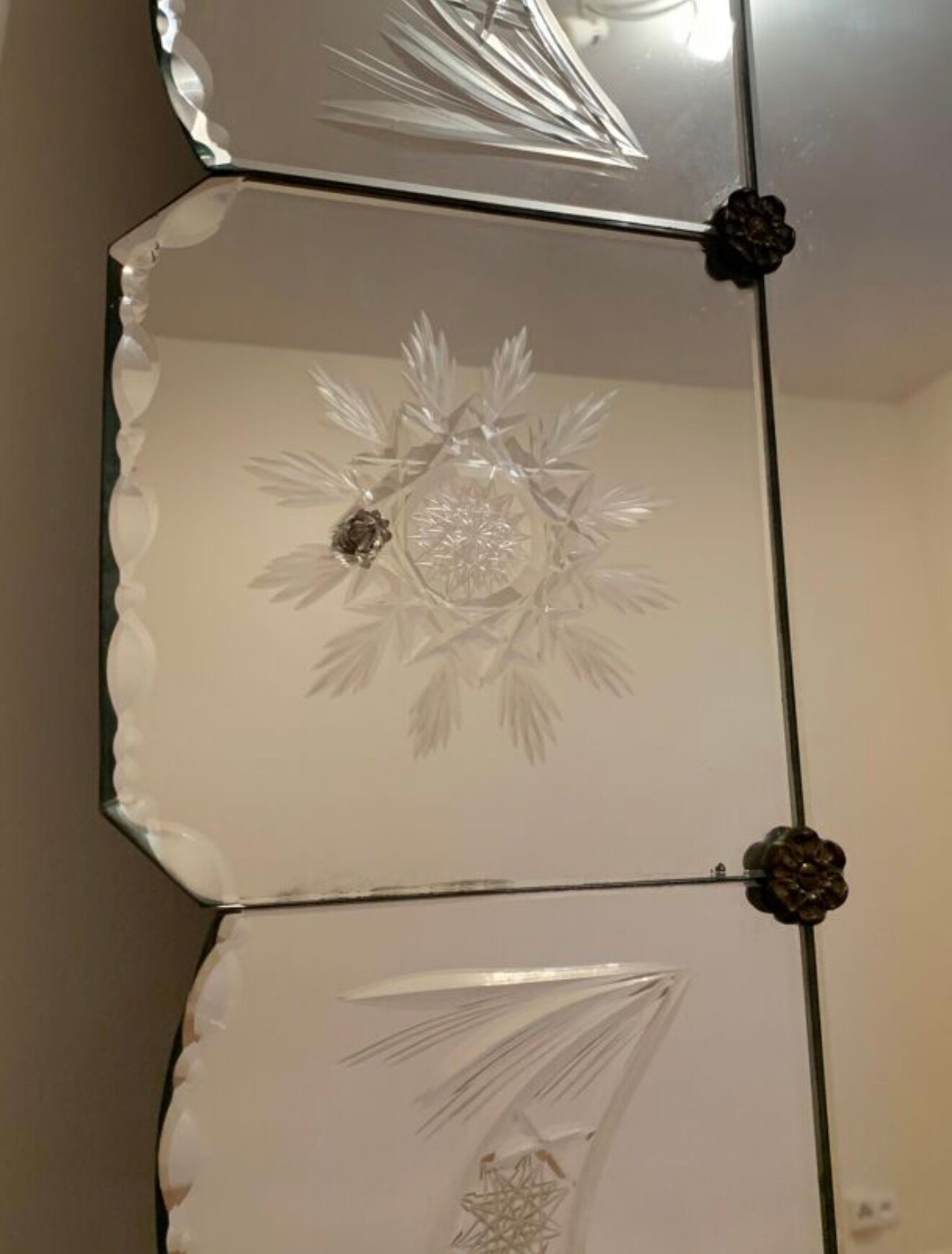 Large antique Art Deco Venetian mirror 203x100