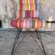 Chair Design Black Metal Base + Multicoloured Fabric Cushion Seat