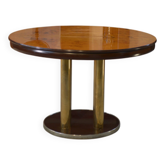 Designer table in elm burl veneer by Ramaioli Pesaro 1970s