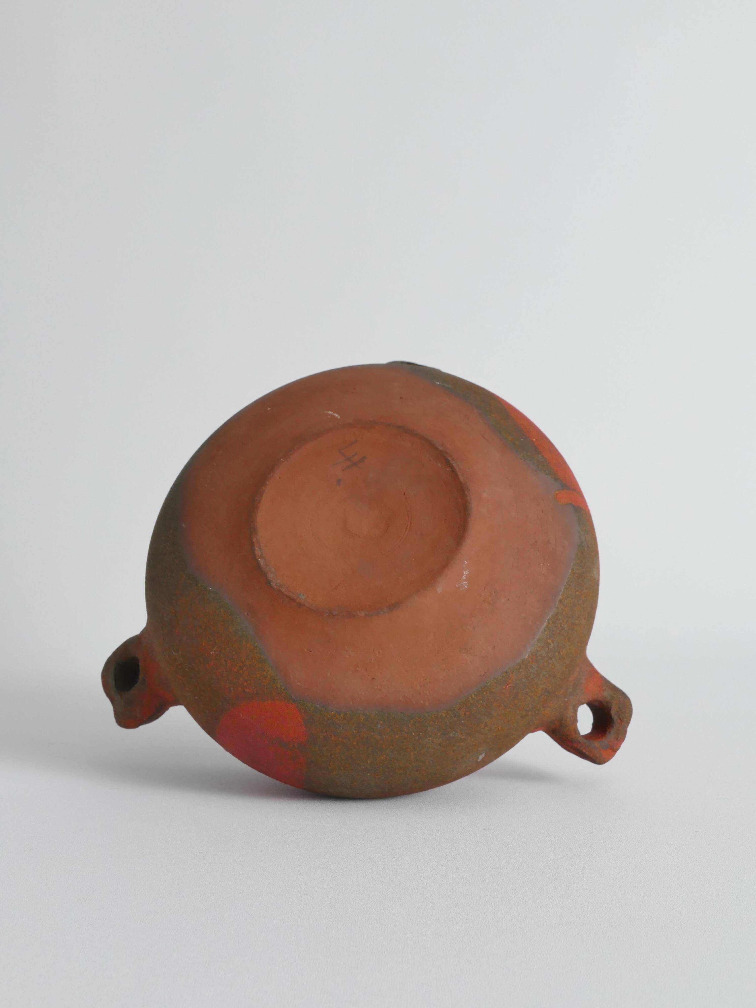 Studio Pottery Three-Handled Earthenware Ceramic Vessel