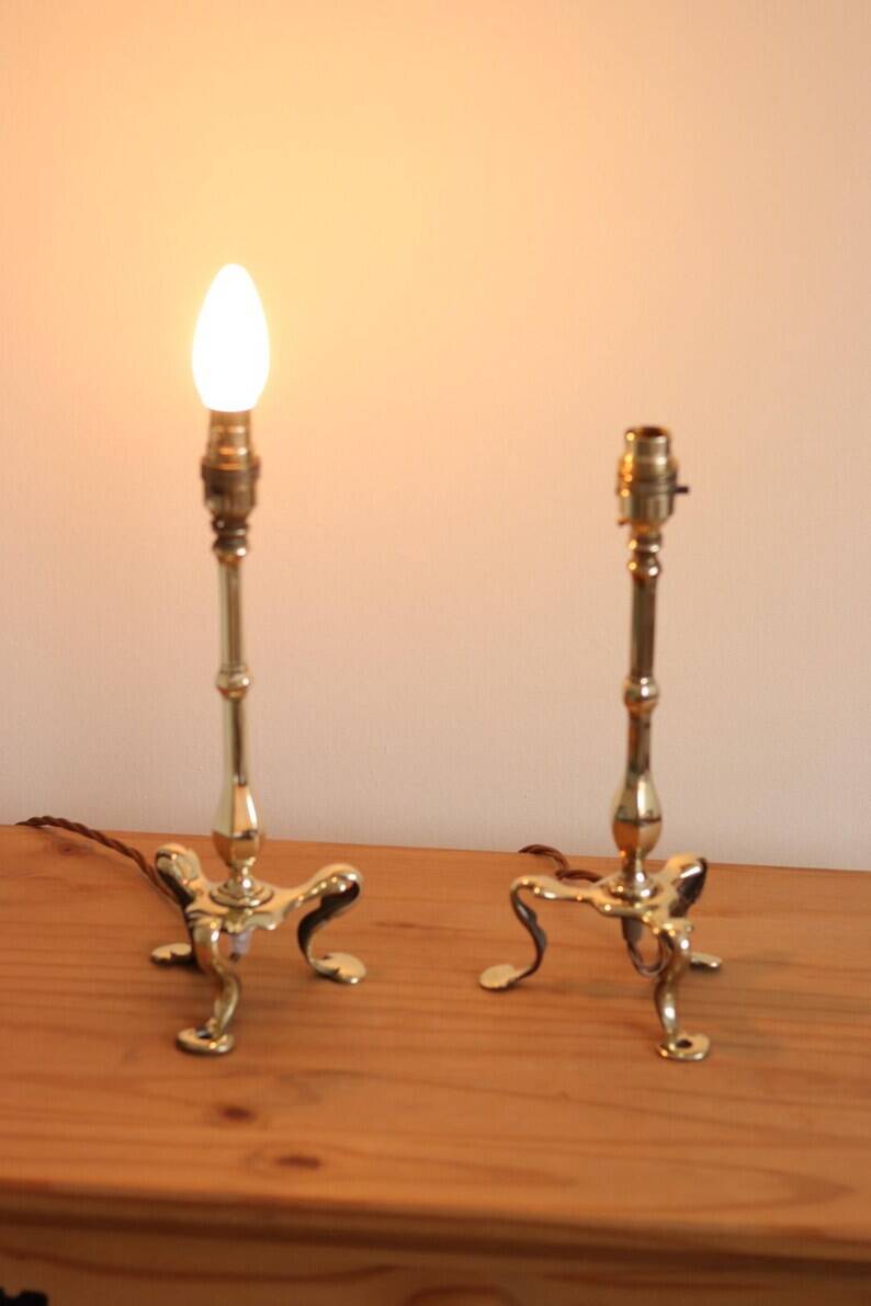 Pair Of Victorian Antique Brass Pullman Railway Carriage Table Lamps