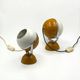 Paire de lampes eyeball Space Age métal blanc moutarde chrome Italie 1960s