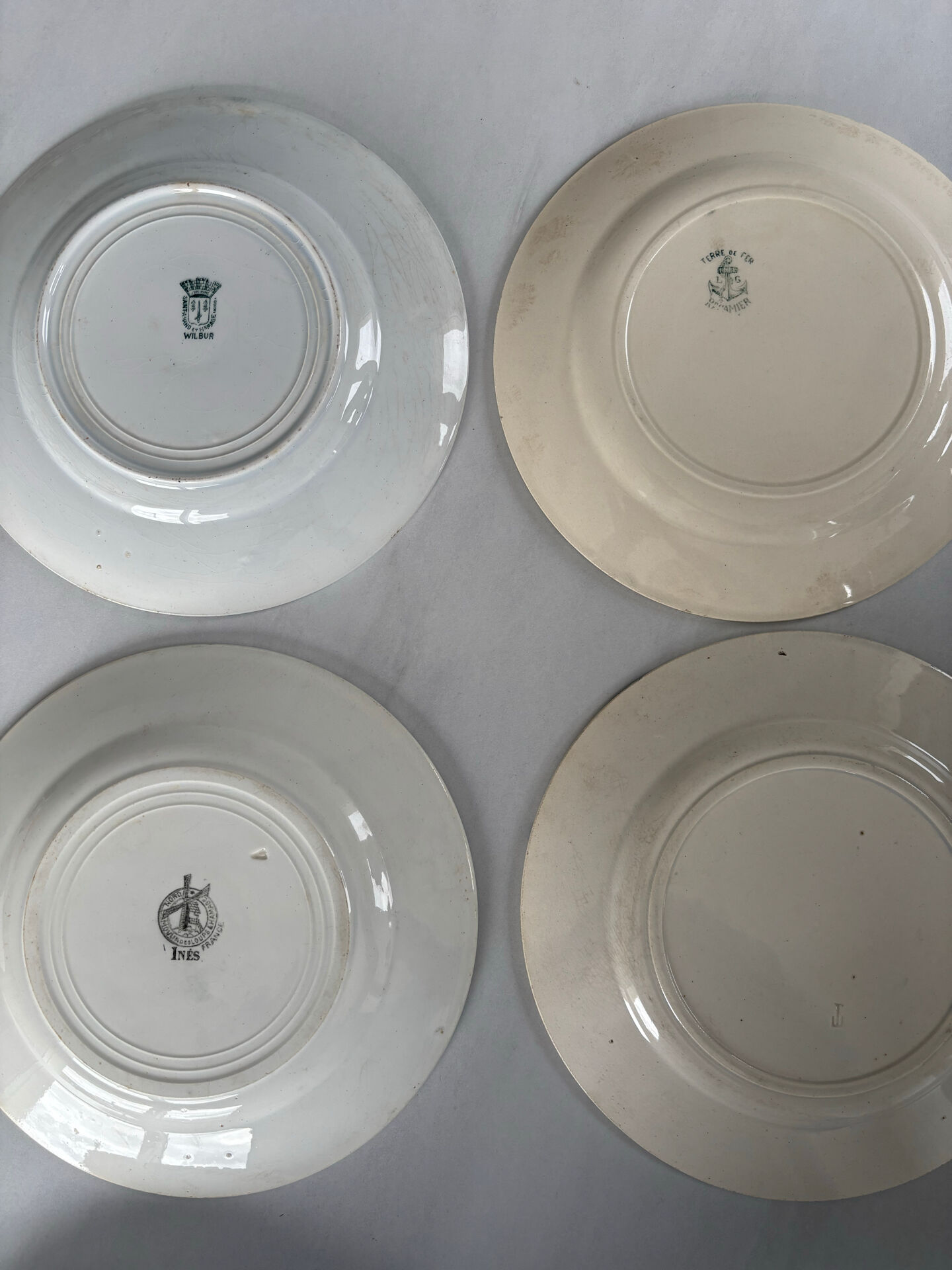 Compositions 6 green ironstone plates - Sarreguemines earthenware