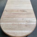 Art Deco round extendable dining table renovated in solid oak 225cm 20th century