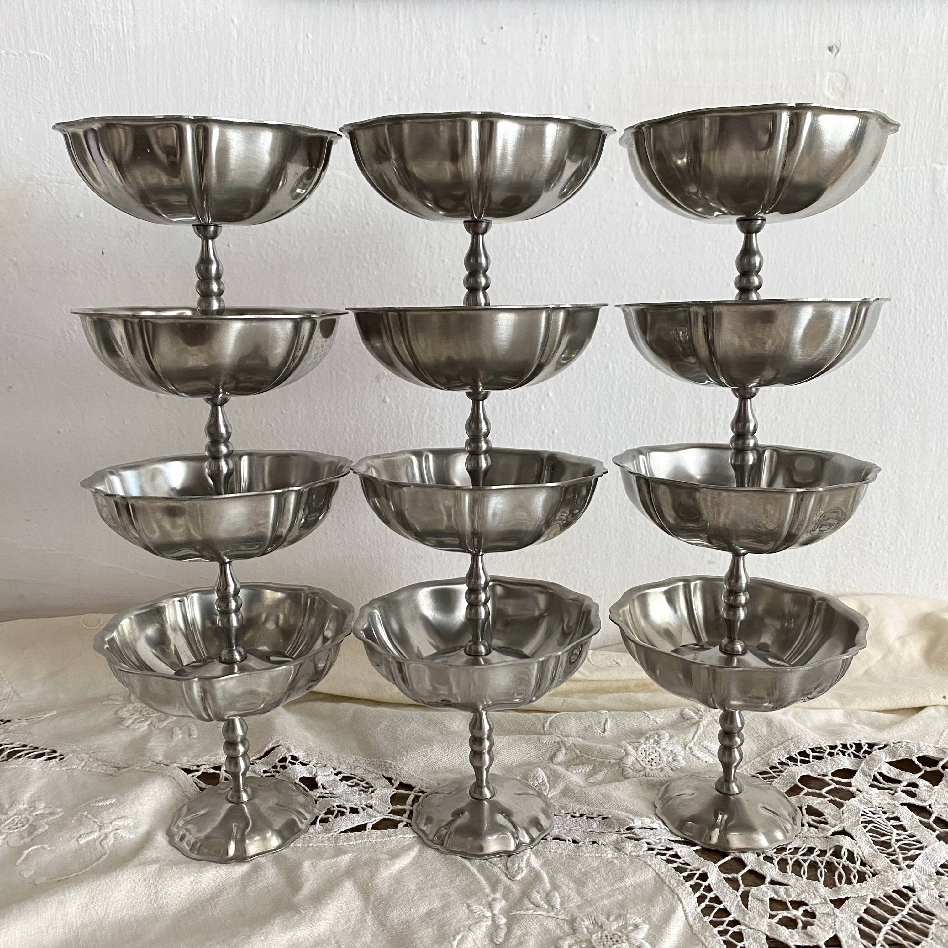 Jean Couzon matte stainless steel footed cups in box