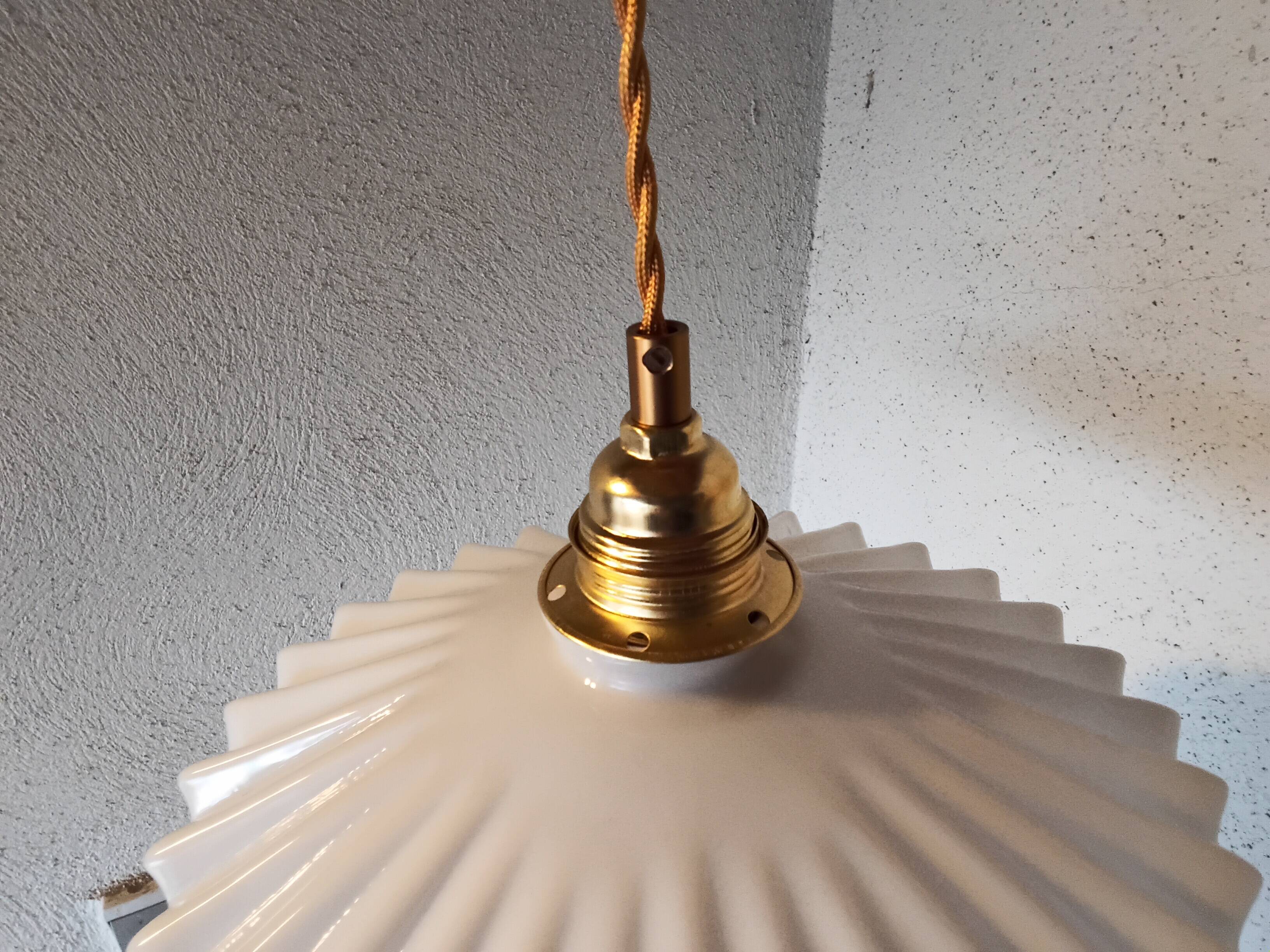 Vintage white opaline pendant light