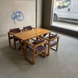 4 chaises et table X-leg Ate van Apeldoorn, années 1970