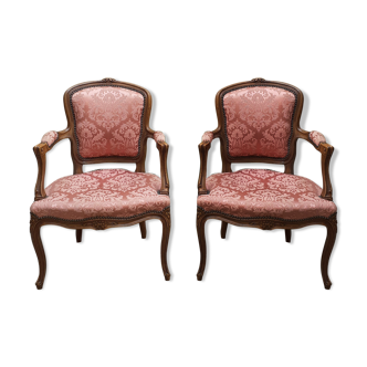 Pair of Louis XV style convertible armchairs