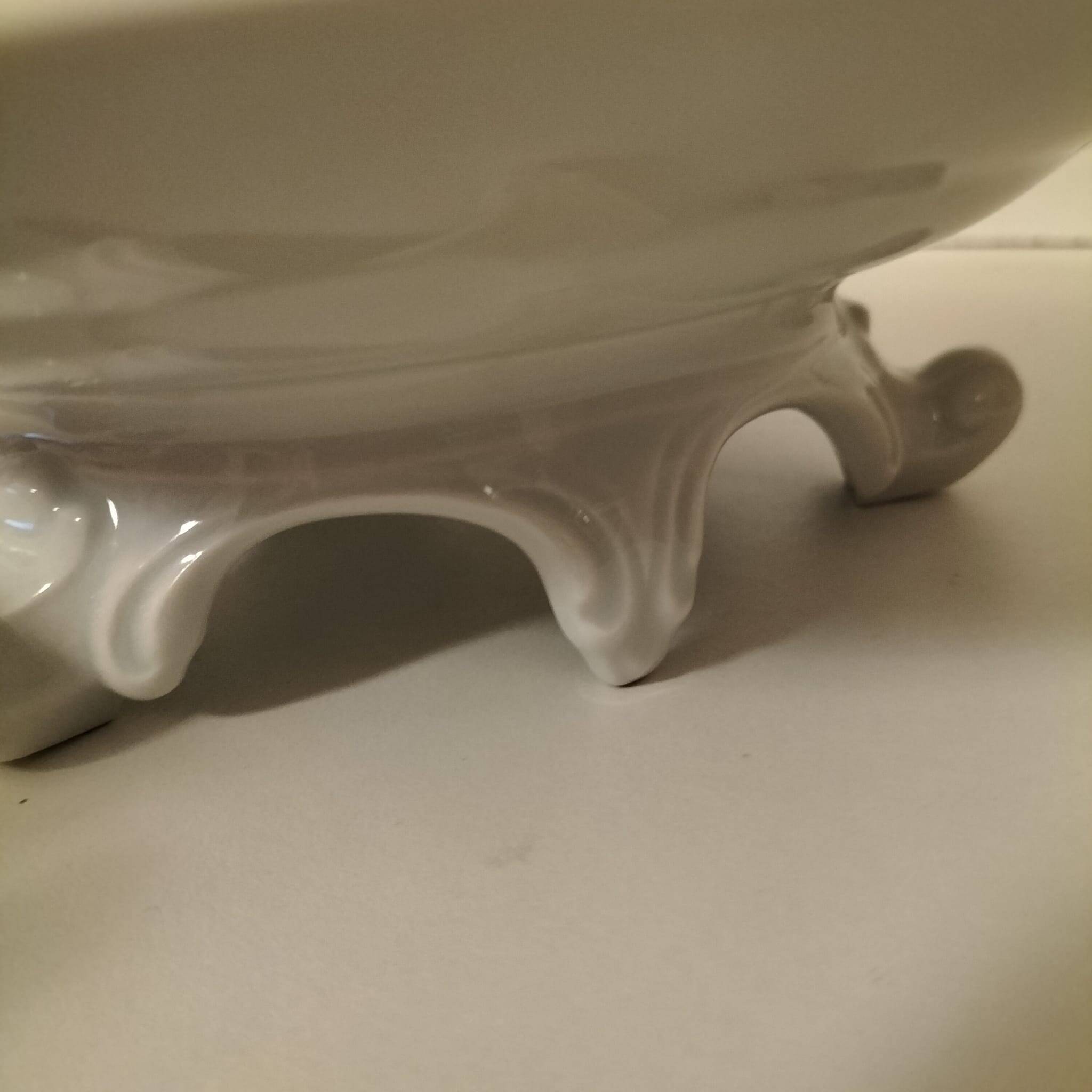 Limoges Lafarge porcelain compote bowl. Water lilies.