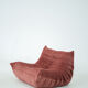 Ensemble de chaise et pouf Togo en velours côtelé framboise
