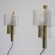 Pair of 1970 brass and plexiglass wall lamps