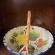 Fruit bowl signed puigdemont spanish ceramic fruit decor osie handle