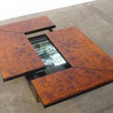 Paul michel burl wood multi functional coffee table and dry bar