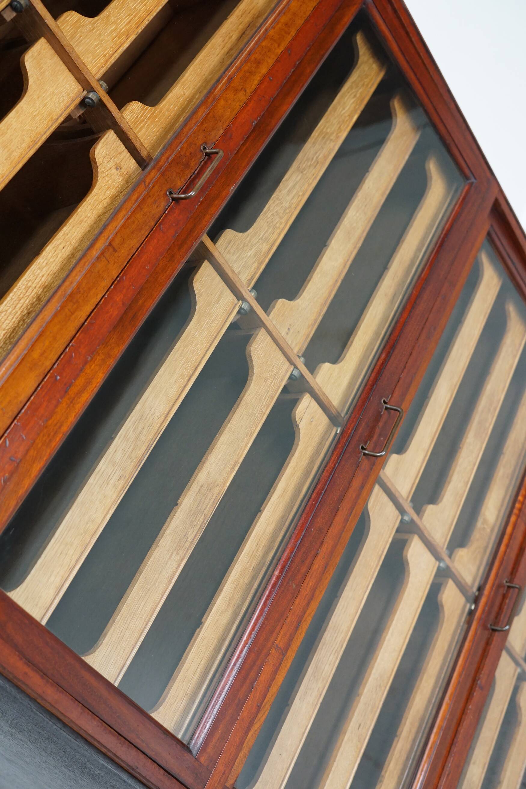English Haberdashery Shop Cabinet with Glass Fronted Folding Doors, Ca 1920