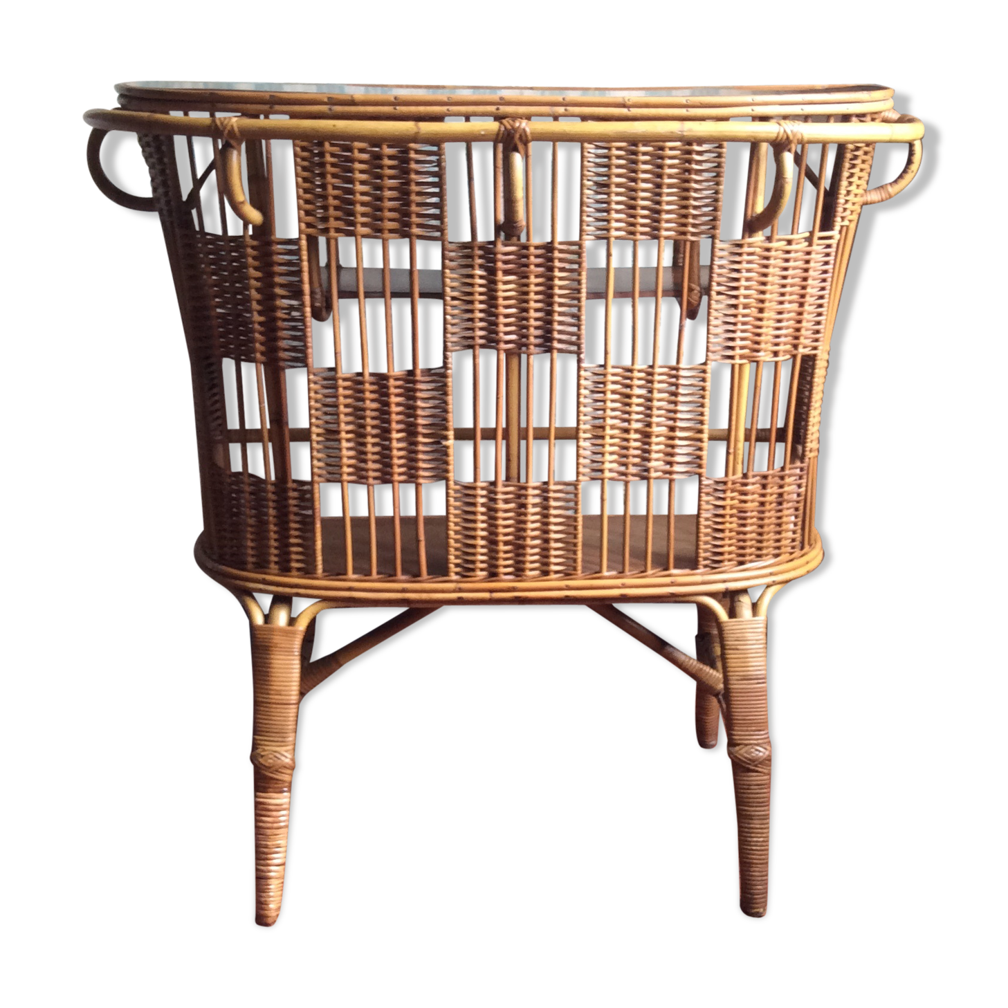 Bar vintage bambou et rotin années 60