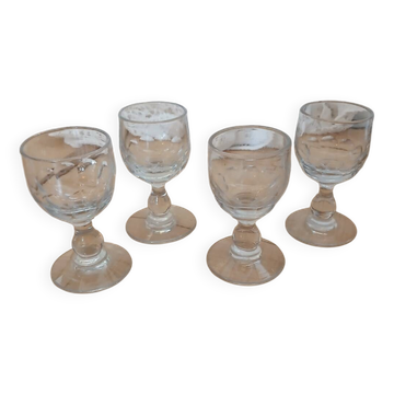 4 antique liqueur glasses
