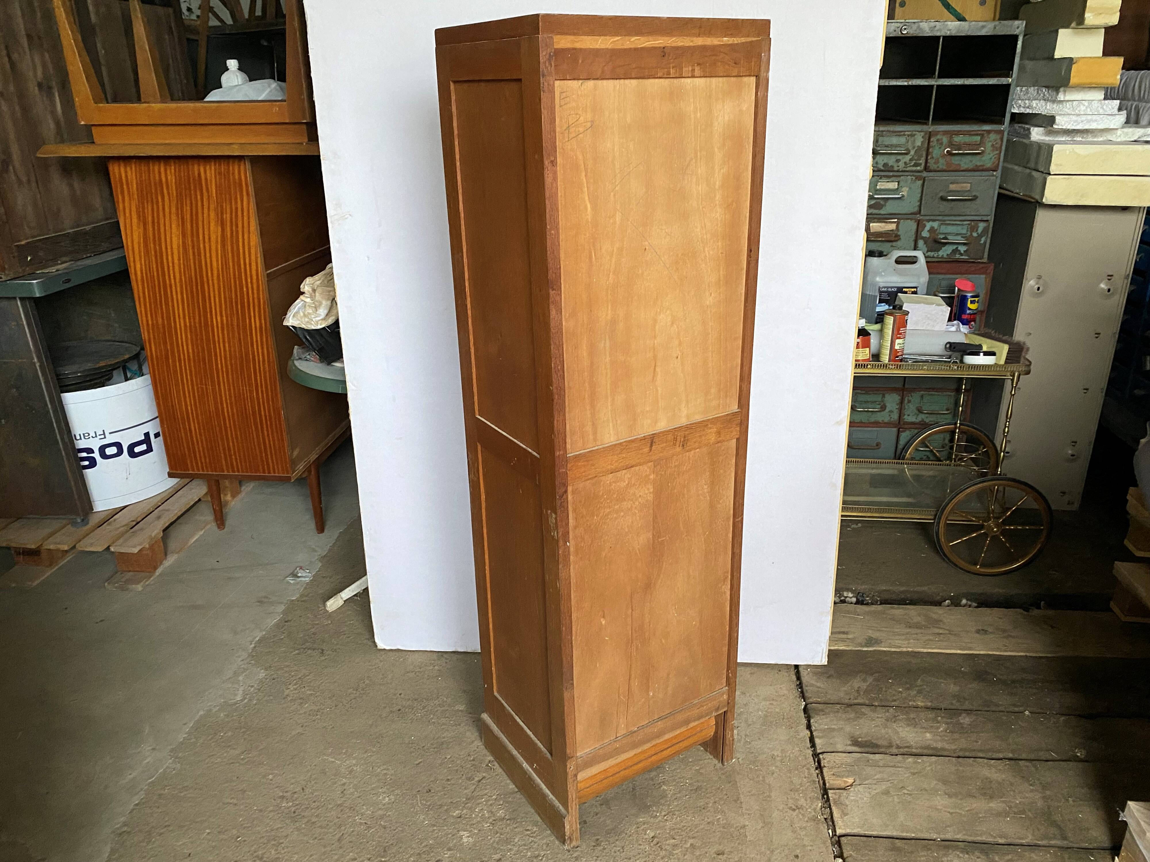 Oak curtained filing cabinet storage furniture 1950