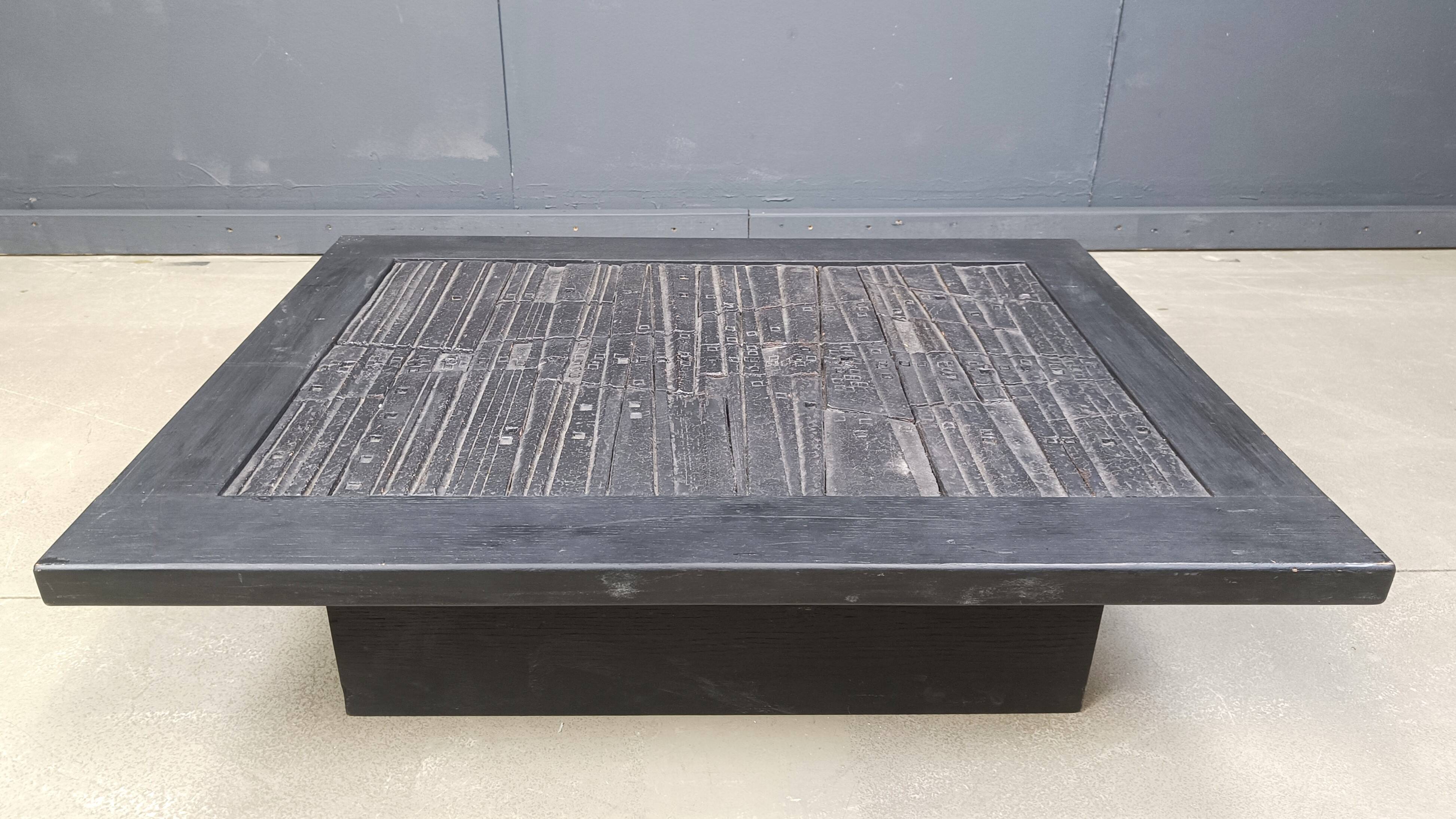 Brutalist stone coffee table, Made In belgium, 1960s