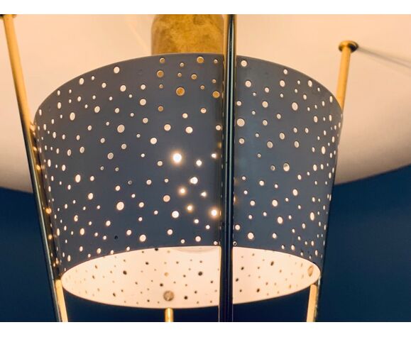 Hanging lamp by Ernest Igl perforated tole for Hillebrand