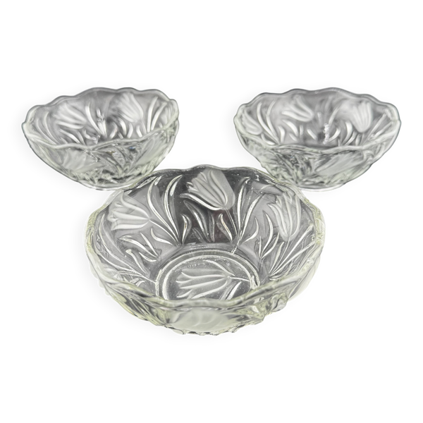 Petites coupelles en Verre Pressé Décor Tulipes Givrées - Coupelles Vintage — Beyit