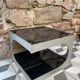 70s aluminum and glass side table