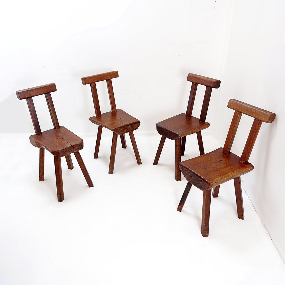 Set of 4 brutalist chairs by Mobichalet, Belgium 1950s/60s