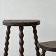 vintage French farm stool in turned wood