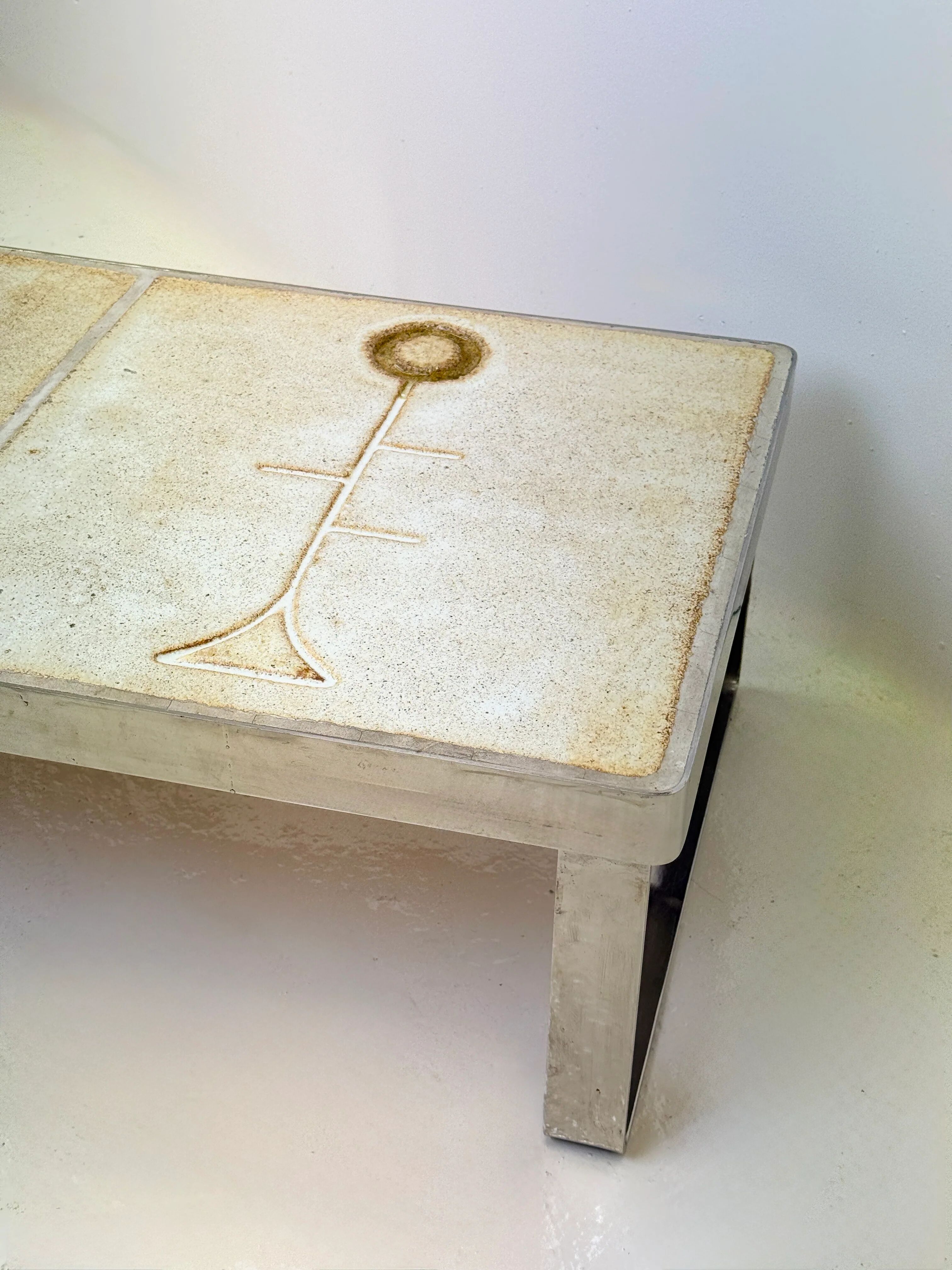 Table basse céramique / chrome — Jean Gregorieff, France, 1970s