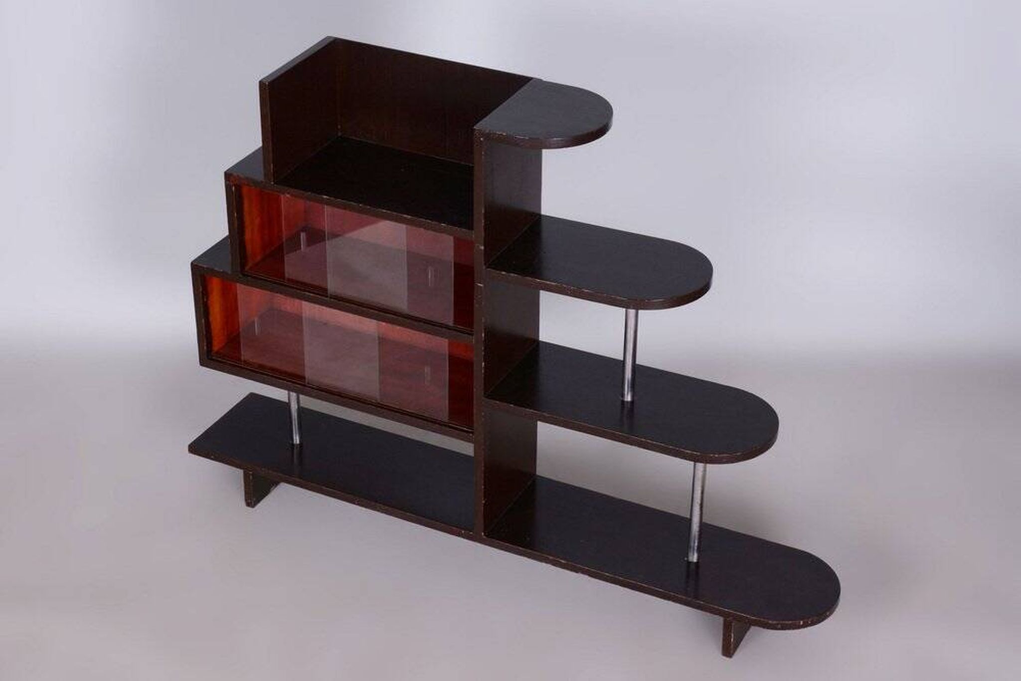 Art Deco Étagère in Oak & Chromed Steel, 1930s