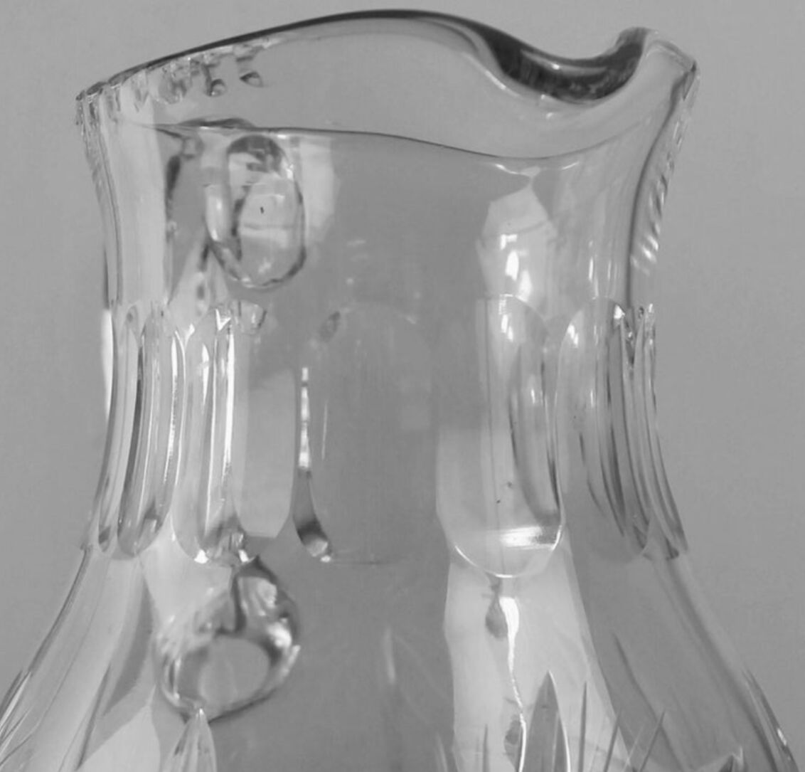 Crystal cider pitcher engraved early twentieth century