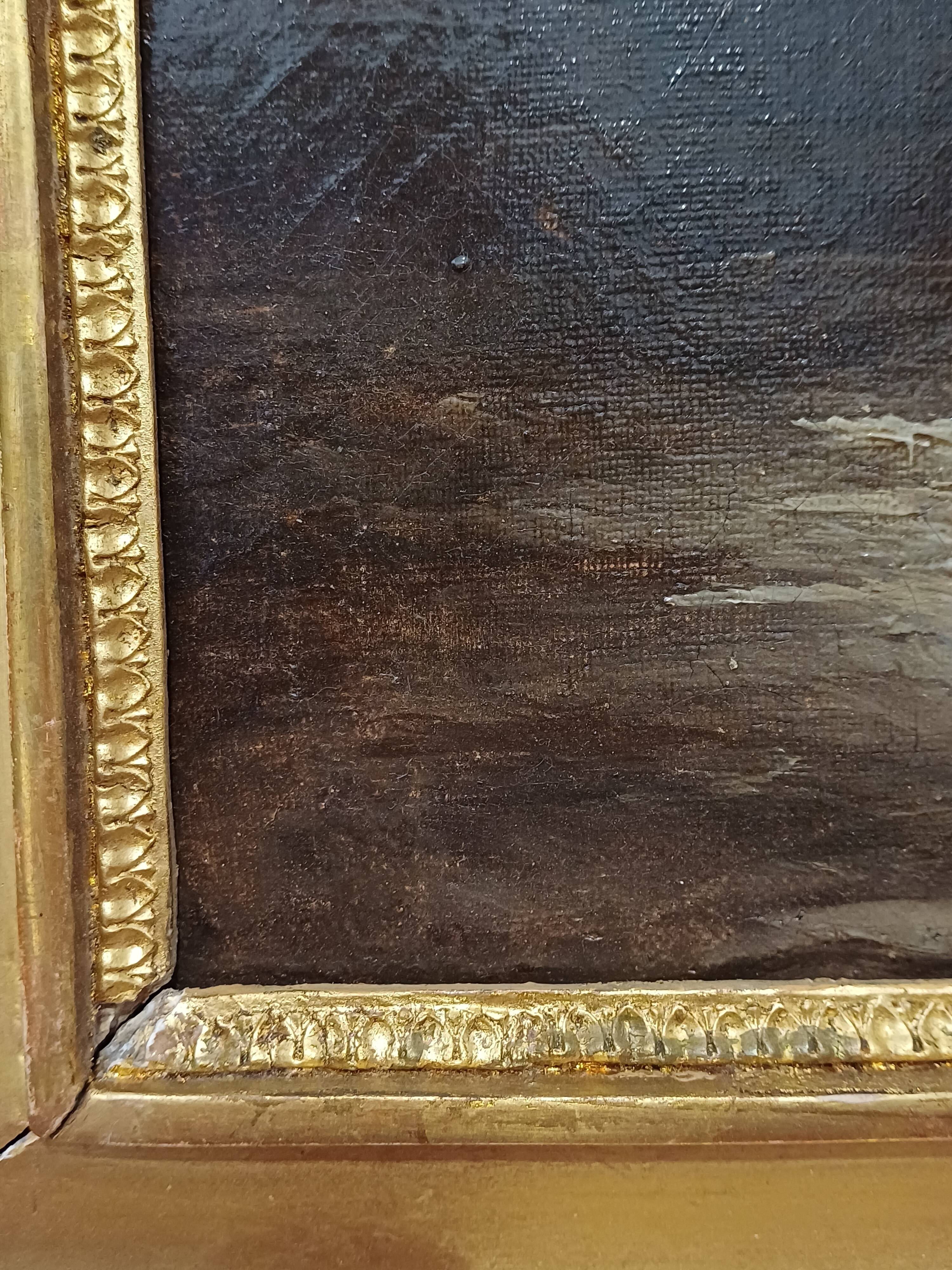 Hst painting still life basket of overturned fruit 19th - 20th century