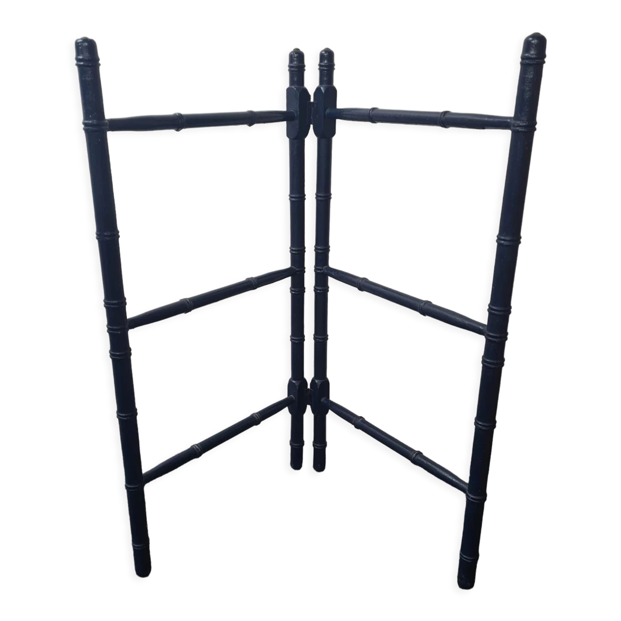 Wooden towel rail painted navy blue