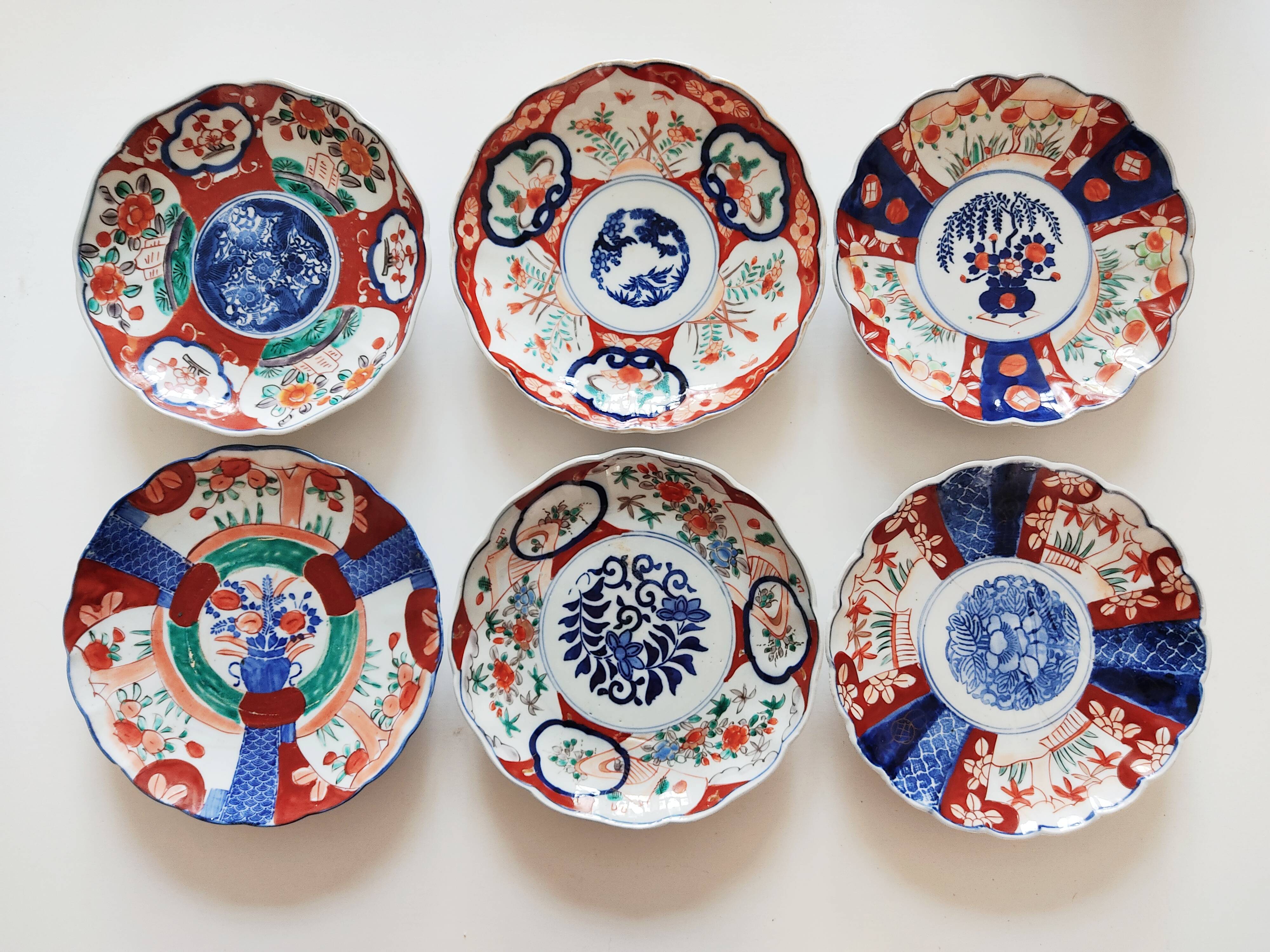 Set of 6 plates Imari Japan Meiji