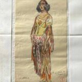 Watercolor painting charles betout (1869-1945) the egyptian french comedy