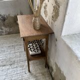 Oak spindle leg console