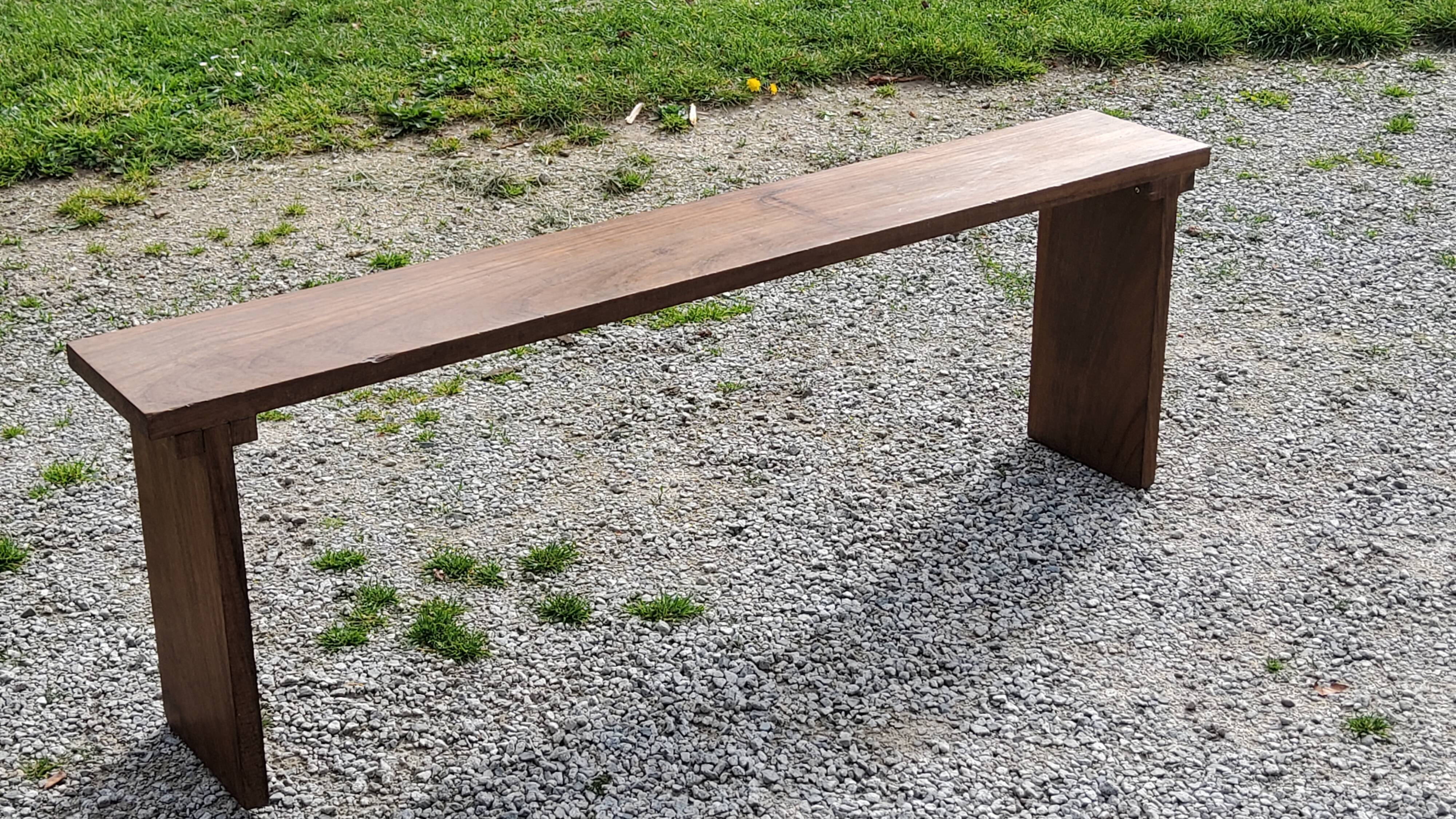 Brutalist bench of the 30s in solid mahogany