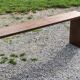 Brutalist bench of the 30s in solid mahogany