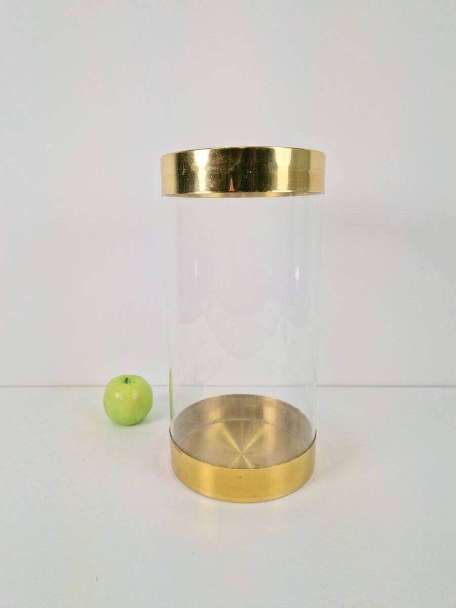 Acrylic Glass and Brass Umbrella Stand, France, 1970s