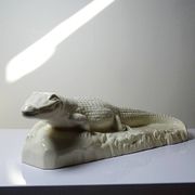 Large ancient crocodile Sarreguemines pottery Art Deco 1930s