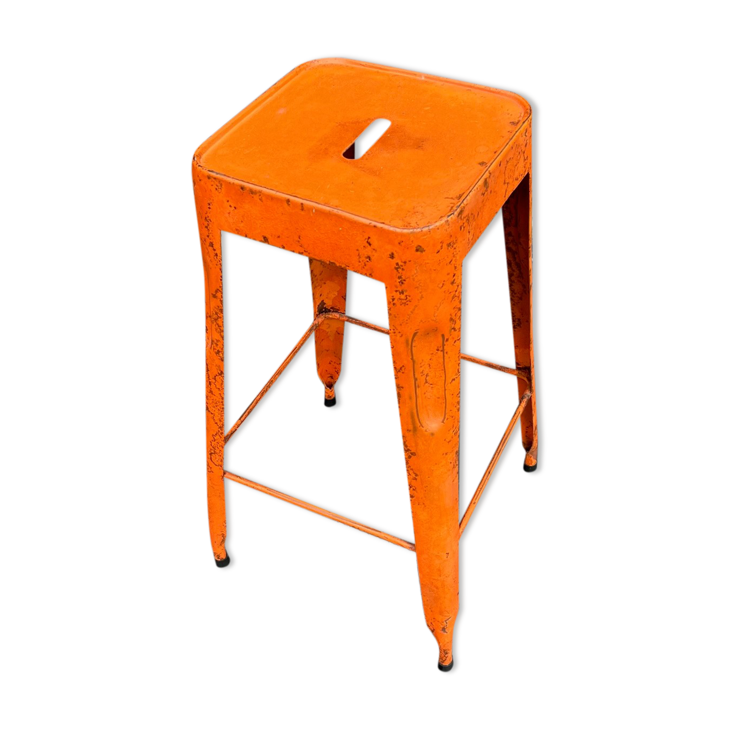 Orange metal workshop stool
