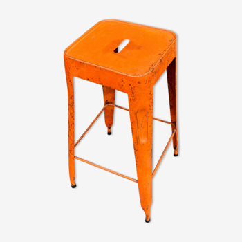 Orange metal workshop stool