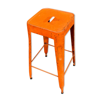 Orange metal workshop stool