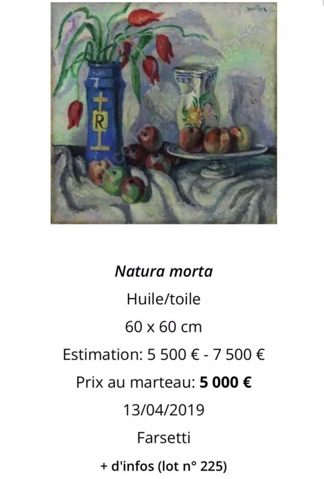 Tableau peinture alfredo müller nature morte still life