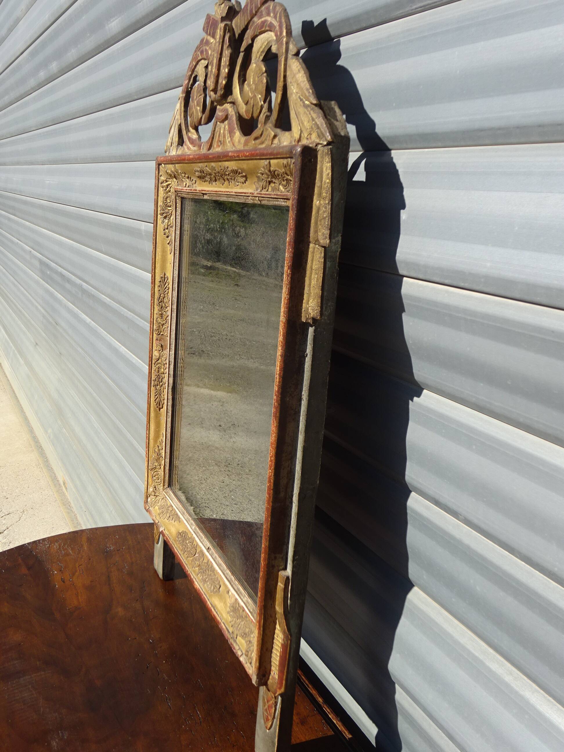 Antique mercury mirror, Louis XVI style gilded frame, 84x50cm