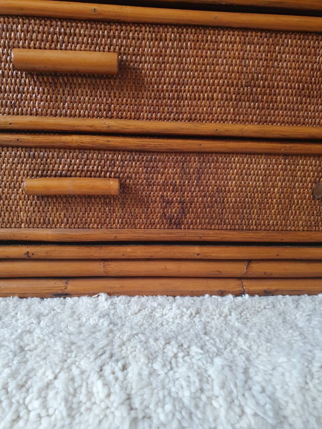 Vintage rattan chest of drawers 4 drawers